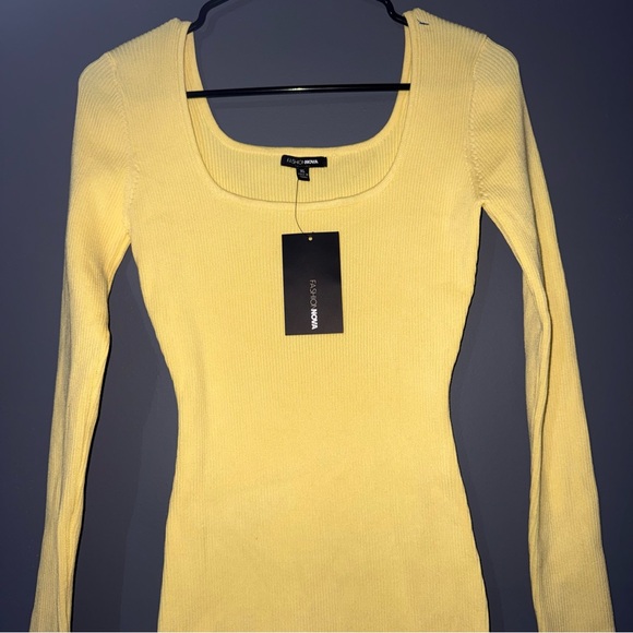 Fashion Nova – “The Rest Is Still Unwritten” Yellow Sweater Dress Size XL NWT - Picture 3 of 10